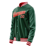 Custom Kelly-Green Orange Solid Color Varsity Letterman Jacket