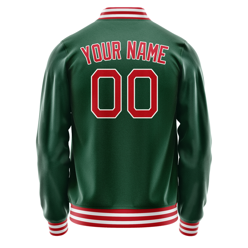 Custom Kelly-Green Red Solid Color Varsity Letterman Jacket