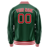Custom Kelly-Green Red Solid Color Varsity Letterman Jacket