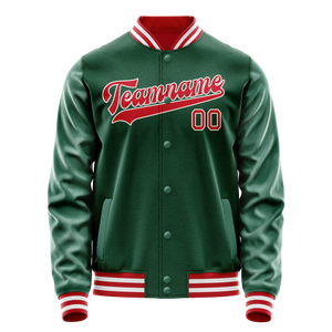 Custom Kelly-Green Red Solid Color Varsity Letterman Jacket