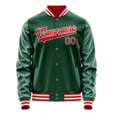 Custom Kelly-Green Red Solid Color Varsity Letterman Jacket