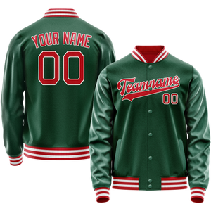 Custom Kelly-Green Red Solid Color Varsity Letterman Jacket