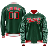 Custom Kelly-Green Red Solid Color Varsity Letterman Jacket