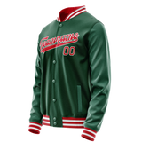 Custom Kelly-Green Red Solid Color Varsity Letterman Jacket