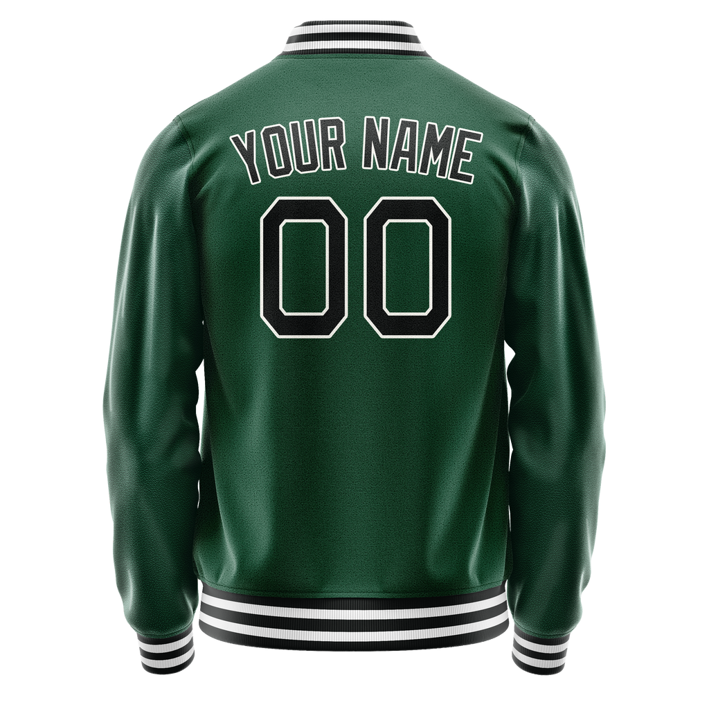 Custom Kelly-Green Black Solid Color Varsity Letterman Jacket