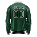 Custom Kelly-Green Black Solid Color Varsity Letterman Jacket