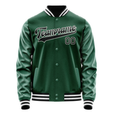 Custom Kelly-Green Black Solid Color Varsity Letterman Jacket