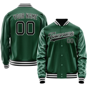 Custom Kelly-Green Black Solid Color Varsity Letterman Jacket