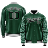 Custom Kelly-Green Black Solid Color Varsity Letterman Jacket