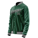 Custom Kelly-Green Black Solid Color Varsity Letterman Jacket