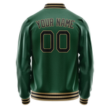Custom Kelly-Green Black Solid Color Varsity Letterman Jacket