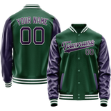 Custom Kelly-Green Purple Solid Color Varsity Letterman Jacket