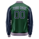 Custom Kelly-Green Navy Solid Color Varsity Letterman Jacket