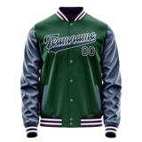 Custom Kelly-Green Navy Solid Color Varsity Letterman Jacket