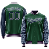 Custom Kelly-Green Navy Solid Color Varsity Letterman Jacket