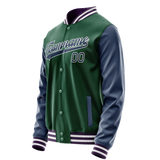 Custom Kelly-Green Navy Solid Color Varsity Letterman Jacket