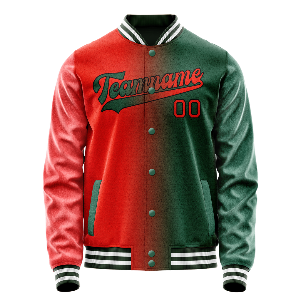Custom Kelly-Green Orange Gradient Varsity Letterman Jacket