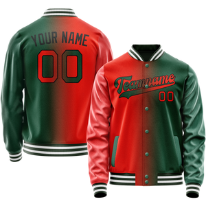 Custom Kelly-Green Orange Gradient Varsity Letterman Jacket