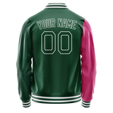 Custom Kelly-Green Pink Split Varsity Letterman Jacket