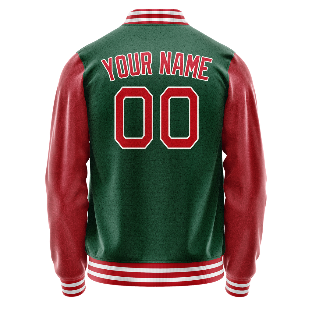Custom Kelly-Green Texas-Orange Solid Color Varsity Letterman Jacket