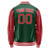 Custom Kelly-Green Texas-Orange Solid Color Varsity Letterman Jacket