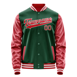 Custom Kelly-Green Texas-Orange Solid Color Varsity Letterman Jacket