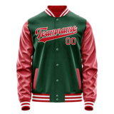 Custom Kelly-Green Texas-Orange Solid Color Varsity Letterman Jacket