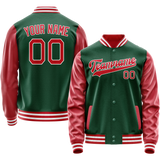 Custom Kelly-Green Texas-Orange Solid Color Varsity Letterman Jacket