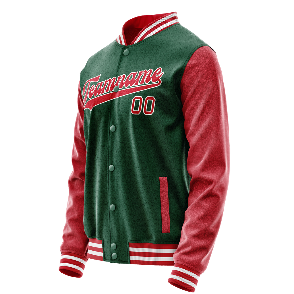 Custom Kelly-Green Texas-Orange Solid Color Varsity Letterman Jacket