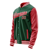 Custom Kelly-Green Texas-Orange Solid Color Varsity Letterman Jacket