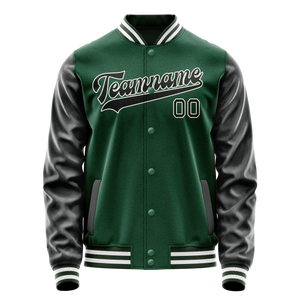 Custom Kelly-Green Texas-Orange Solid Color Varsity Letterman Jacket
