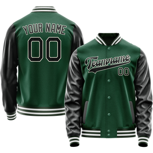 Custom Kelly-Green Black Solid Color Varsity Letterman Jacket