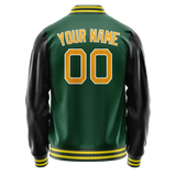 Custom Kelly-Green Gold Solid Color Varsity Letterman Jacket