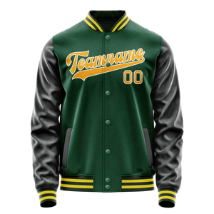 Custom Kelly-Green Gold Solid Color Varsity Letterman Jacket