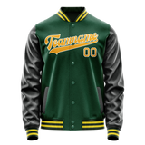 Custom Kelly-Green Gold Solid Color Varsity Letterman Jacket