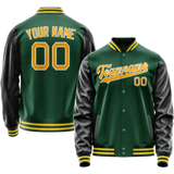 Custom Kelly-Green Gold Solid Color Varsity Letterman Jacket
