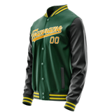 Custom Kelly-Green Gold Solid Color Varsity Letterman Jacket