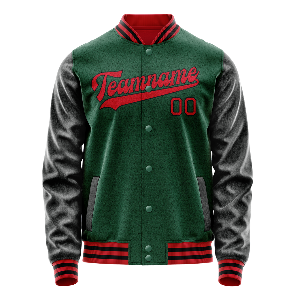 Custom Kelly-Green Black Solid Color Varsity Letterman Jacket