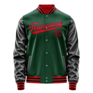 Custom Kelly-Green Black Solid Color Varsity Letterman Jacket