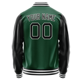 Custom Kelly-Green Black Solid Color Varsity Letterman Jacket
