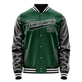 Custom Kelly-Green Black Solid Color Varsity Letterman Jacket