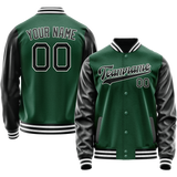 Custom Kelly-Green Black Solid Color Varsity Letterman Jacket