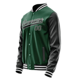 Custom Kelly-Green Black Solid Color Varsity Letterman Jacket