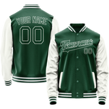 Custom Kelly-Green White Solid Color Varsity Letterman Jacket