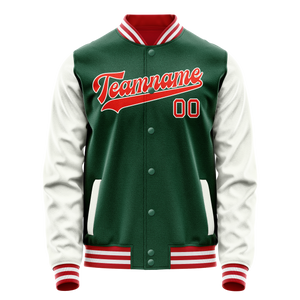 Custom Kelly-Green White Solid Color Varsity Letterman Jacket