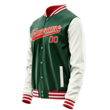 Custom Kelly-Green White Solid Color Varsity Letterman Jacket