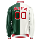 Custom Kelly-Green White Split Varsity Letterman Jacket