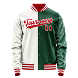 Custom Kelly-Green White Split Varsity Letterman Jacket