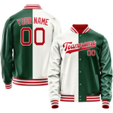 Custom Kelly-Green White Split Varsity Letterman Jacket
