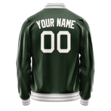 Custom Green Gray Solid Color Varsity Letterman Jacket